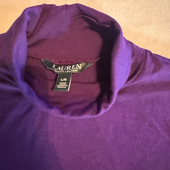 Lauren Ralph Lauren Purple Turtleneck Stretch Top sweater short sleeve viscose L - Picture 3 of 6